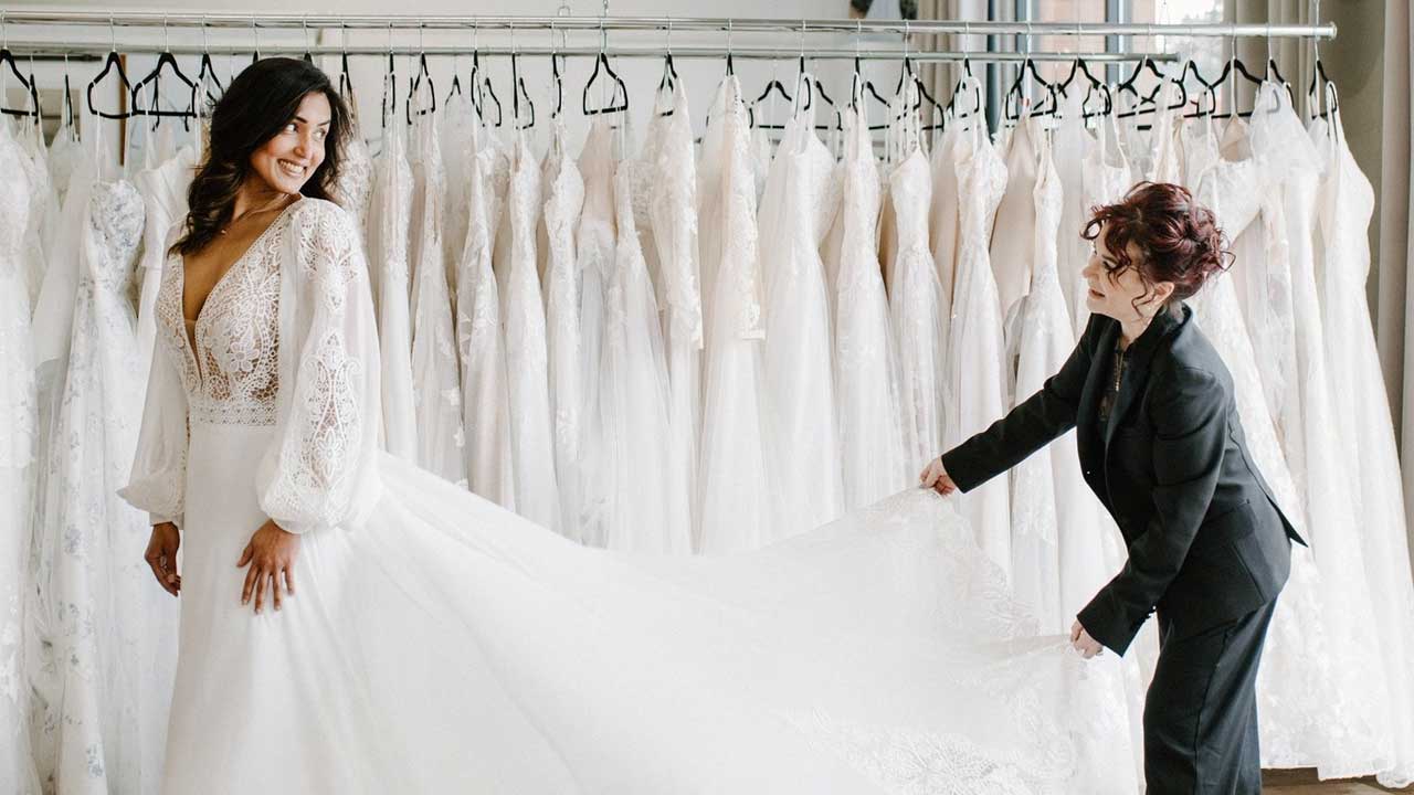 Bridal Appointment, Pamela helping a bride-to-be