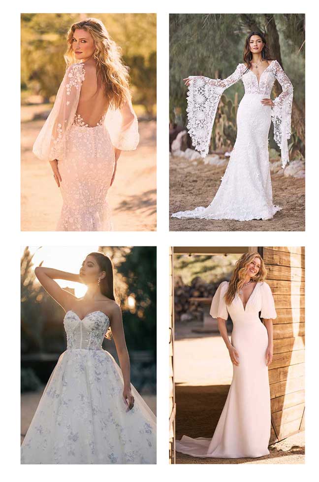 4 different wedding dresses