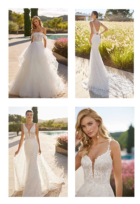 4 different wedding dresses